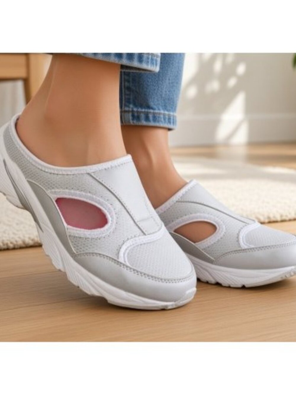Avon CUSHION WALK Gray Slip On Clog Memory Foam Shoes Ladies Size 8
